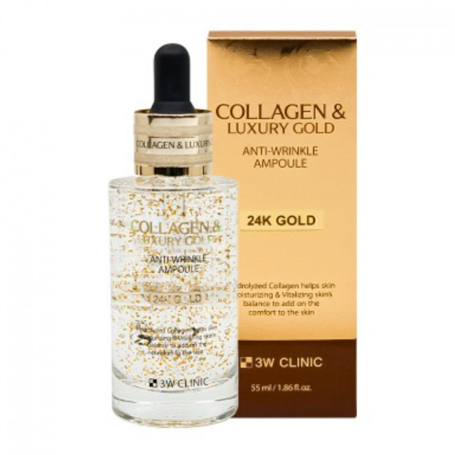 3W Clinic Collagen & Luxury 24K Gold Anti Wrinkle Ampoule 55ml