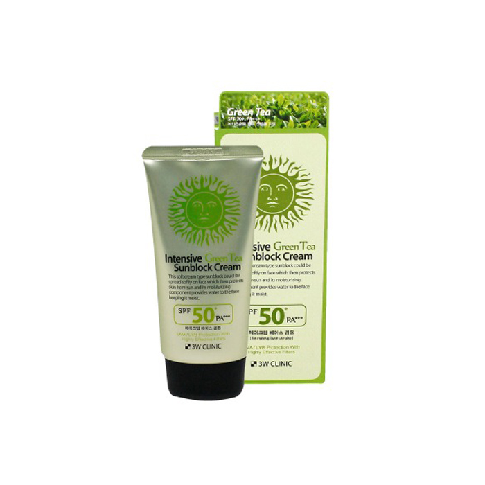 3W Clinic Intensive Green Tea Sunblock Cream Spf 50+Pa+++ 70ml