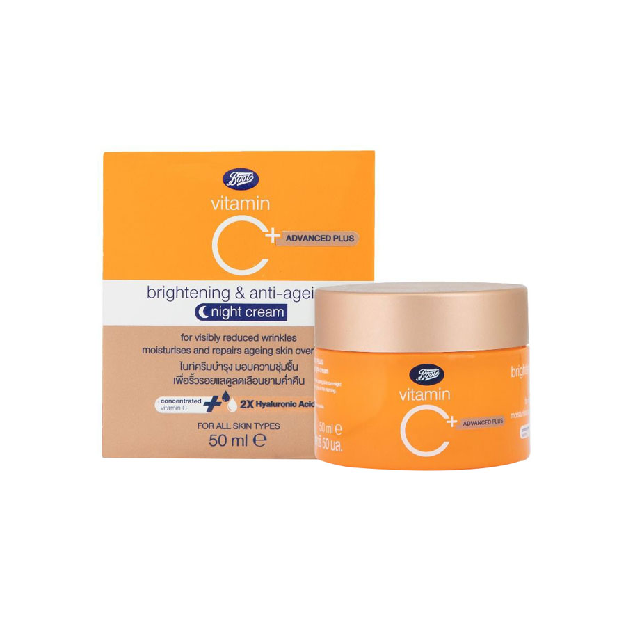 Boots Vitamin C+ Brightening and Smoothing Night Gel Cream 50ml